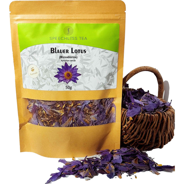 Blauer Lotus - Nymphae caerule 50g Packung Blütenblätter. Lose Blaue Blüten im Korb als Dekoration
