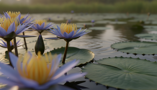 die gelben blütenstängel des blauen lotus